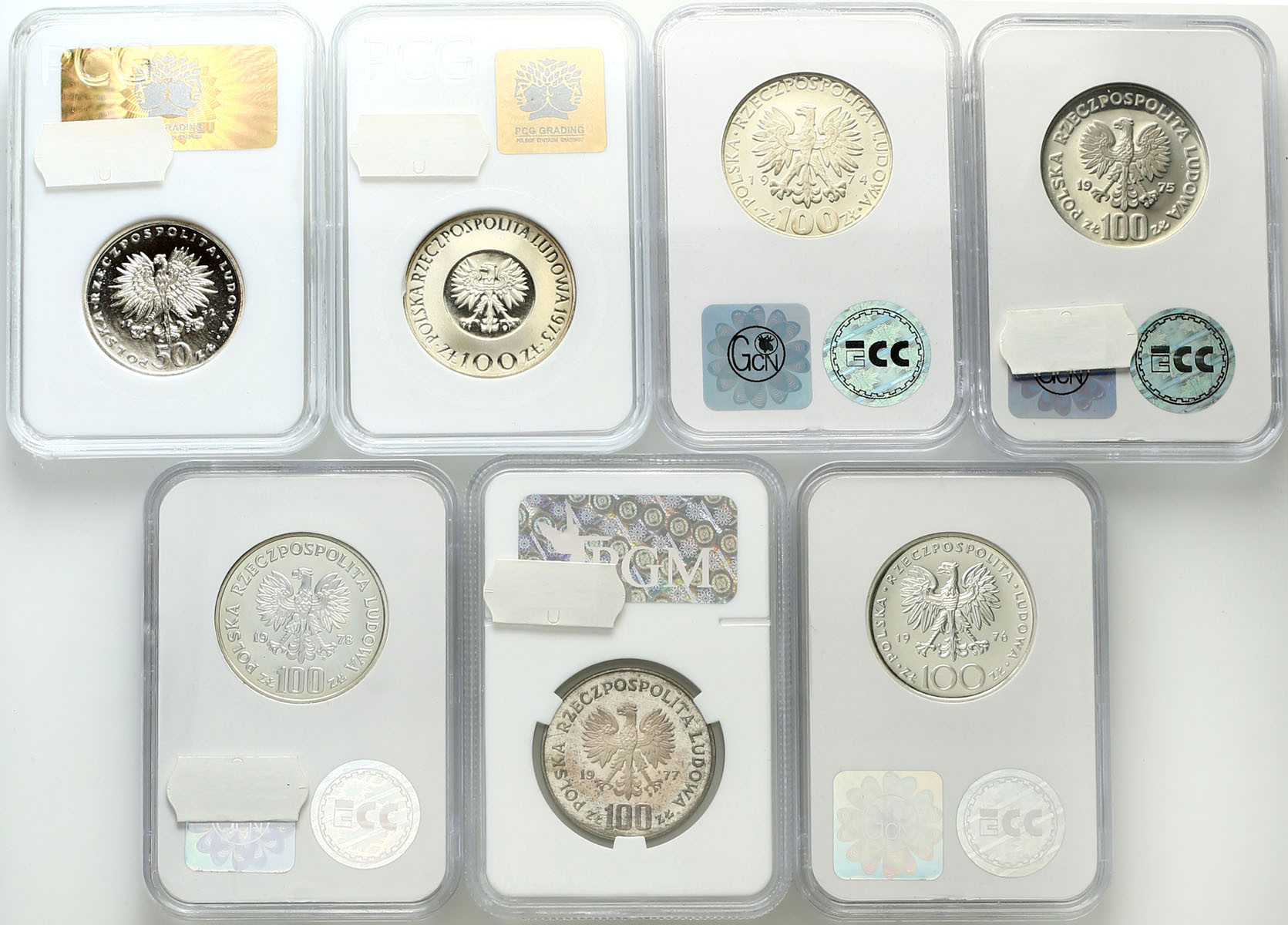 PRL. 50 – 100 złotych 1972 – 1977, zestaw 7 sztuk